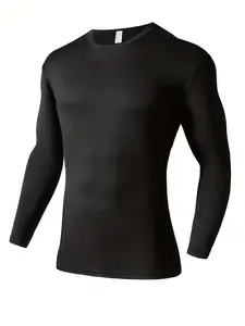 Men's Fall Winter Warm Thermal Long Sleeve Round Neck T-Shirt, Thin, Durable and Comfortable, Ideal for Cold Weather, Fashionable Underwear