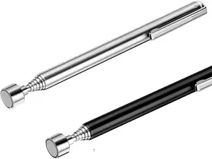 2 Pieces Magnetic Telescoping Pick-Up Tool with Pocket Clip 3 Lb Extendable Magnetic Grabber Reacher Tools 25 Inch Flexible Magnet Retrieval Stick Gadget Suitable Gifts for Men