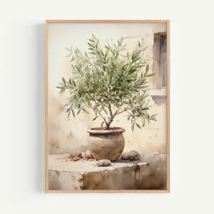 Olive Tree Wall Art, Neutral Botanical Print, Vintage Mediterranean Decor, Room Decor, Unframed
