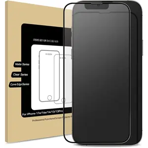 Matte Glass Screen Protector for  17e /  16e /  14 /  13 /  13 Pro [6.1-inch] Full Coverage Anti-Glare Anti-Fingerprint Tempered Glass, Smooth as Silk