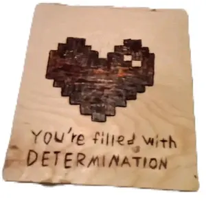 Undertale Heart Woodburn Decoration - Cute Woodcut Heart Design for Desk or Home Decor