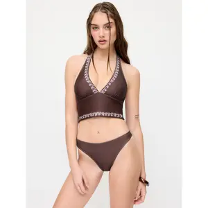 Cider High Stretch Aztec Halter Neck Tankini & Low Rise Bikini Bottom Bikini Set