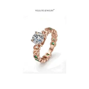 18K Gold Plated Moissanite Adjustable Ring, 2.0 Carat Total Weight – High Color Dispersion, Exquisite Details, Wedding Wear