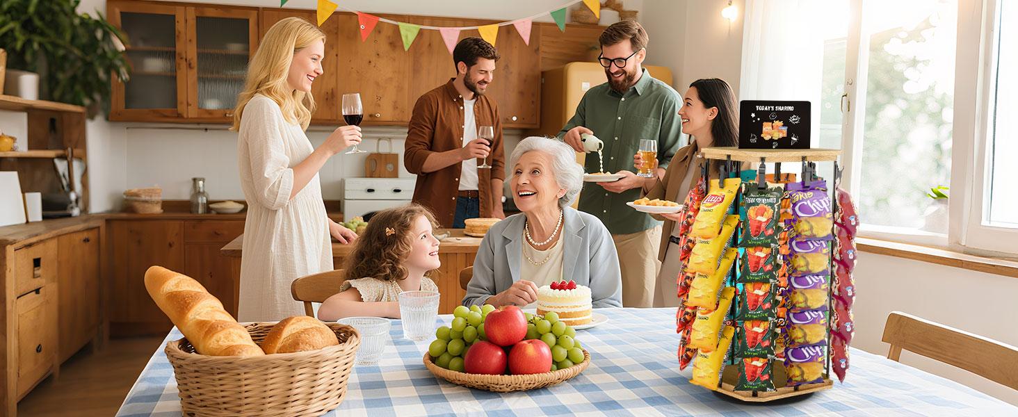MOVATEK 360° Rotating Wooden Snack Stand | 5-Tier Candy Display 40 Clips Snack Organizer| Rack for Concession Stand Countertop Snack Stand Party | Sturdy base | With Message Board | MOVATEK 360° Rotating Wooden Snack Stand | 5-Tier Candy Display 40 Clips Snack Organizer| Rack for Concession Stand Countertop Snack Stand Party | Sturdy base | With Message Board |