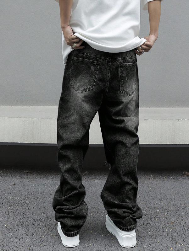 Men’s Loose Fit Distressed Denim Jeans for Streetwear and Everyday Style gift for dad jeans pants for men christmas gifts for dad mens pants cute boyfriend gifts mens jeans black jeans fall clothes dad gifts for christmas winter clothes
