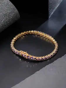 1pc  ICED CHICS 4mm purple zircon bracelet, hip-hop casual style accessory, unisex, couple style, Fashionable Couple Bracelet, jewelry accessory, chain bracelet
