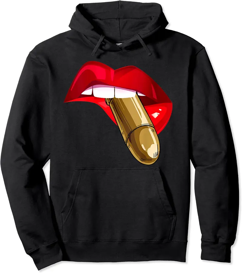 Womens Red Lip Not A Pepper Spray Kind Of Girl Pullover Hoodie - Brayanner Shop 70B0BRWS9KXS
