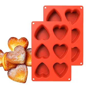 2-Pack Heart Silicone Baking Mold, Silicone Heart Shaped, Food Grade BPA Free, Non Stick Easy Release Silicone Cake Mold, Heat Resistant Reusable, For Chocolate Mousse Cheesecake Valentine's Day Baking, Dishwasher Safe, Red