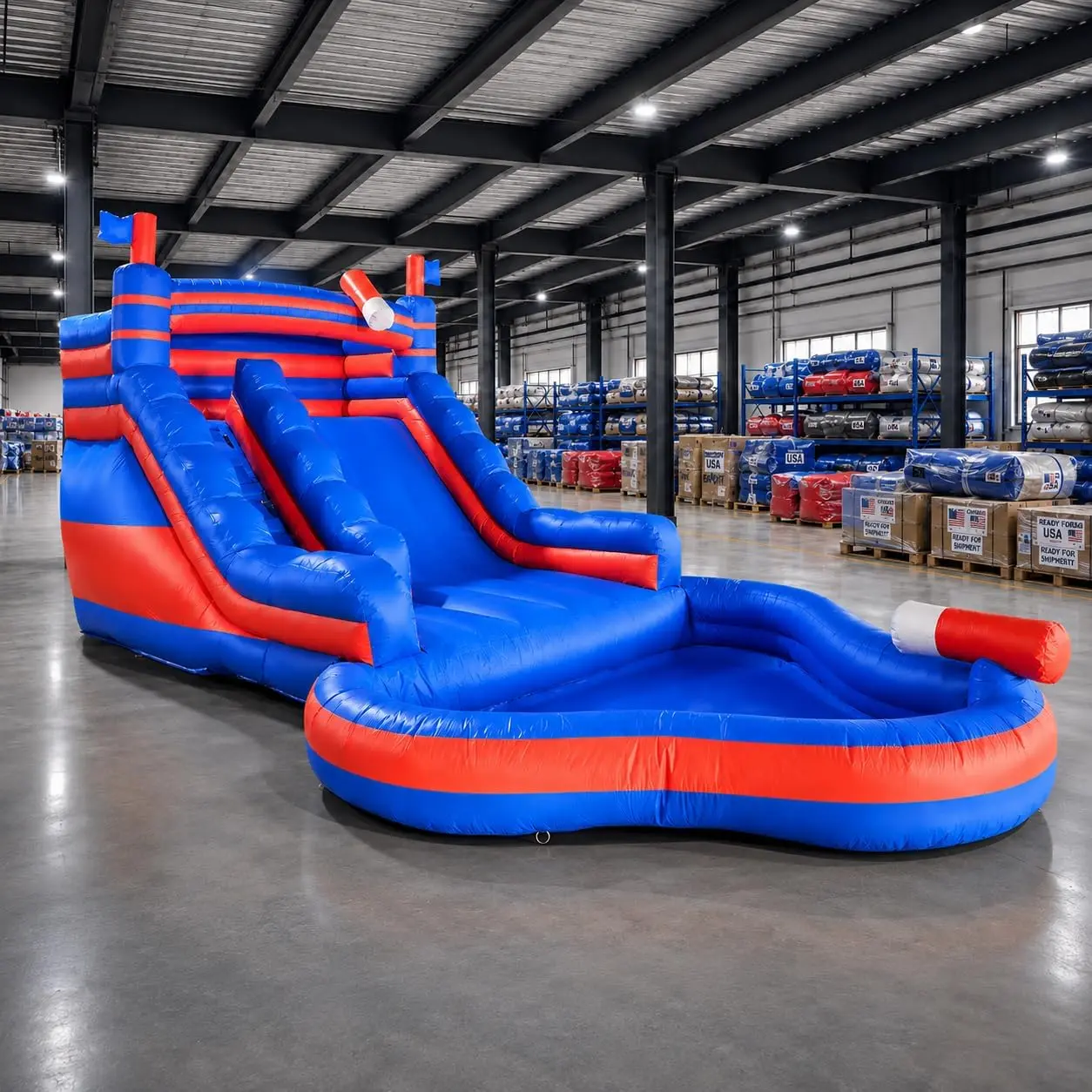 23ft Long Tropical Inflatable Water Slide with Pool for Adults, 100% Commercial Grade PVC Vinyl, Reinforced Strength Wet/Dry Fun, Front Load Entry for Easy Supervision
