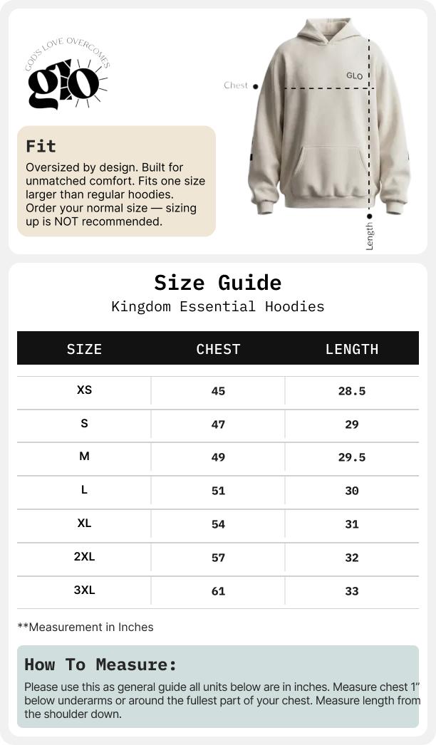 GLO Kingdom Essential Hoodie – Snow Wash | Meaningful Christian Gift Idea, Inspirational Unisex Hoodie, Cozy Worship & Lifestyle Wear