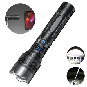 Ultra-Bright Zoomable Flashlight, USB Rechargeable with Digital Battery Display,Adjustable Beam + Fast Device Charging ,Water-Resistant & Shockproof ,Ideal for Camping, Fishing, Emergencies ,Top Father's Day Gift,Durable for Rough Outdoor Use