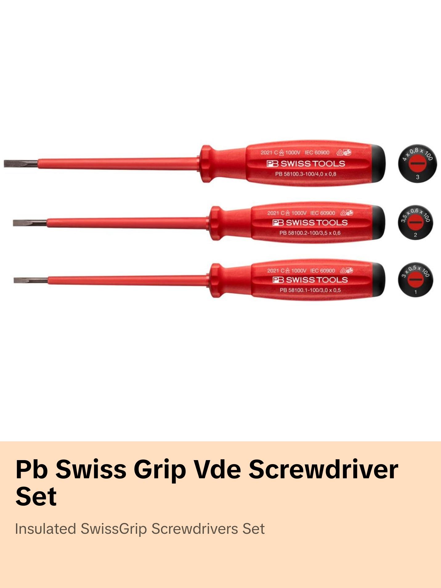 PB Swiss Tools PB 58539 SwissGrip VDE Screwdriver Set, Insulated, 3pcs