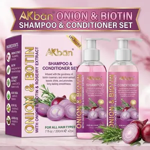 AKban Onion Rosemary & Biotin Shampoo & Conditioner Set for Strengthening Moisturizing & Encouraging Longer Healthier Hair Paraben-Free Growth Treatment for All Hair Types