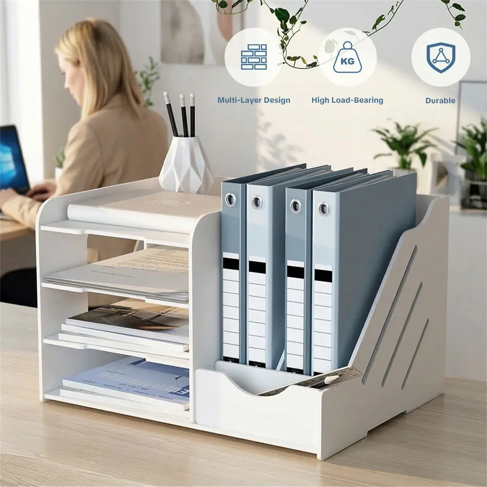 Simple Multi-Functional Office Desk File Rack, File Organizer, Durable Storage Solution for Documents & Papers, Perfect for Home & Office Use
