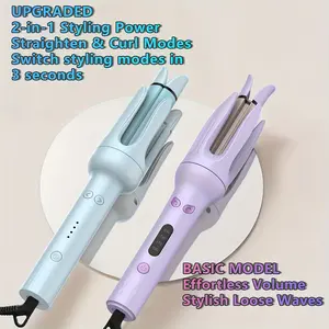 A&BHair Styling System Bundle: Automatic Curling Iron (Basic) & Straightener/Curler Combo (Upgraded) | Multiple -Temp Modes, Negative Ion Technology, Auto Shut-Off | Ceramic PTC Plates For Salon-Quality Curls/Straight Styles automatic hair hair curl wand