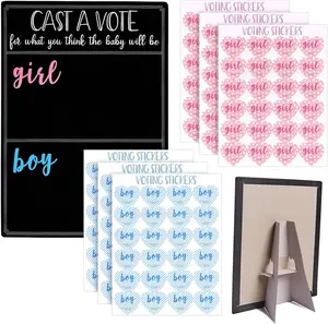 Gender Reveal Decorations for Baby Shower Games with 144 Voting Stickers and Cast Your Vote Sign (Chalkboard Design, 12 x 17 in)
