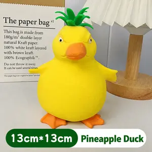 Jumbo Pineapple Duck Squishy Toy, Soft TPR Yellow Duck Squeeze Fidget Toy, Cute Animal Stress Relief Sensory Desk Toy for Kids & Adults, 1pc