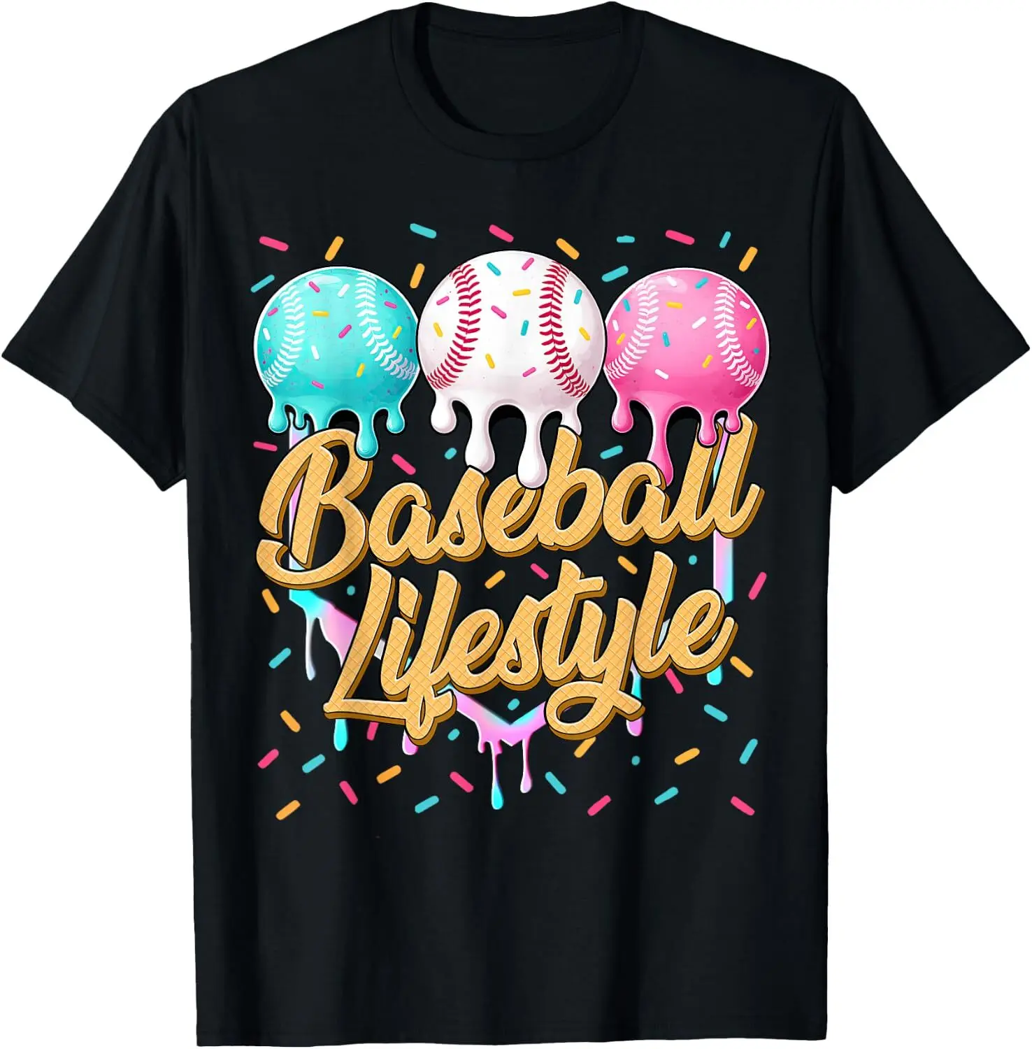 Baseball Life Style Drip Baseball Shirts Youth Boys T-Shirt  Cotton Shirt