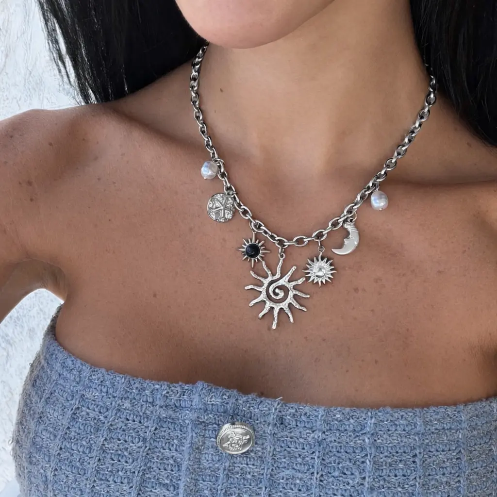 Silver Waterproof, Solar Babe Necklace
