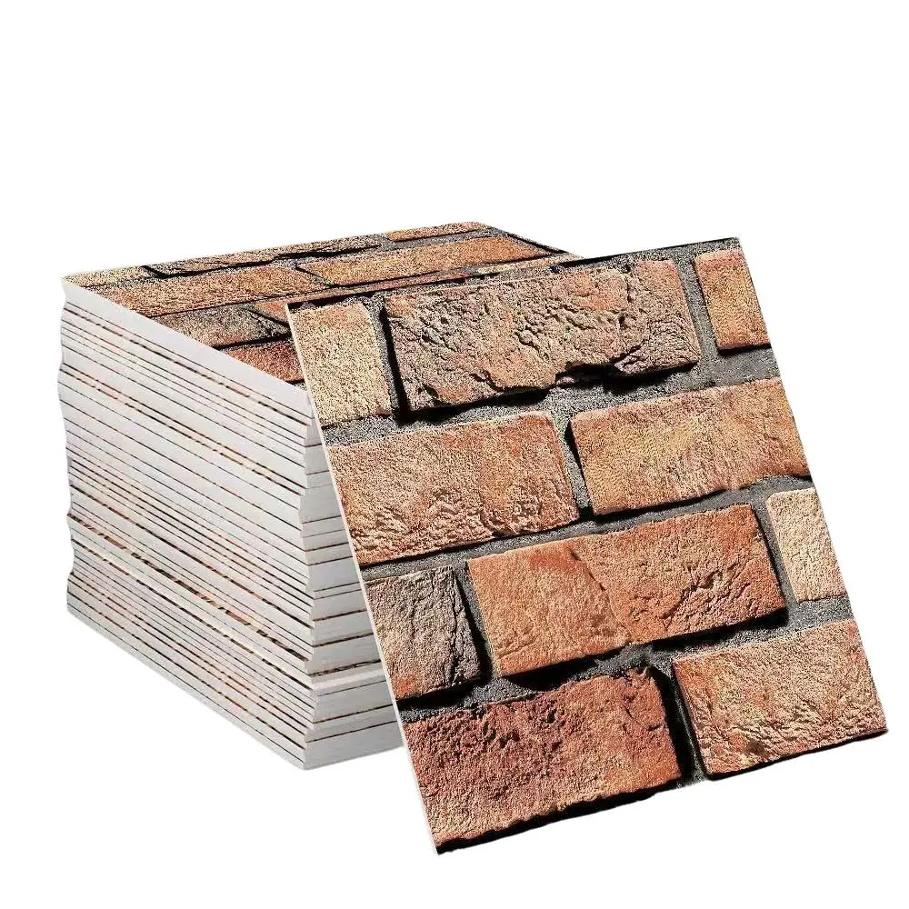 20pcs 3D Brick Pattern Wallpaper Stickers, Self-Adhesive Foam Wall Decals, Thick Design, Easy Peel & Stick, Clean Cut, Home Living Room Bedroom Kitchen Interior Walls Decor