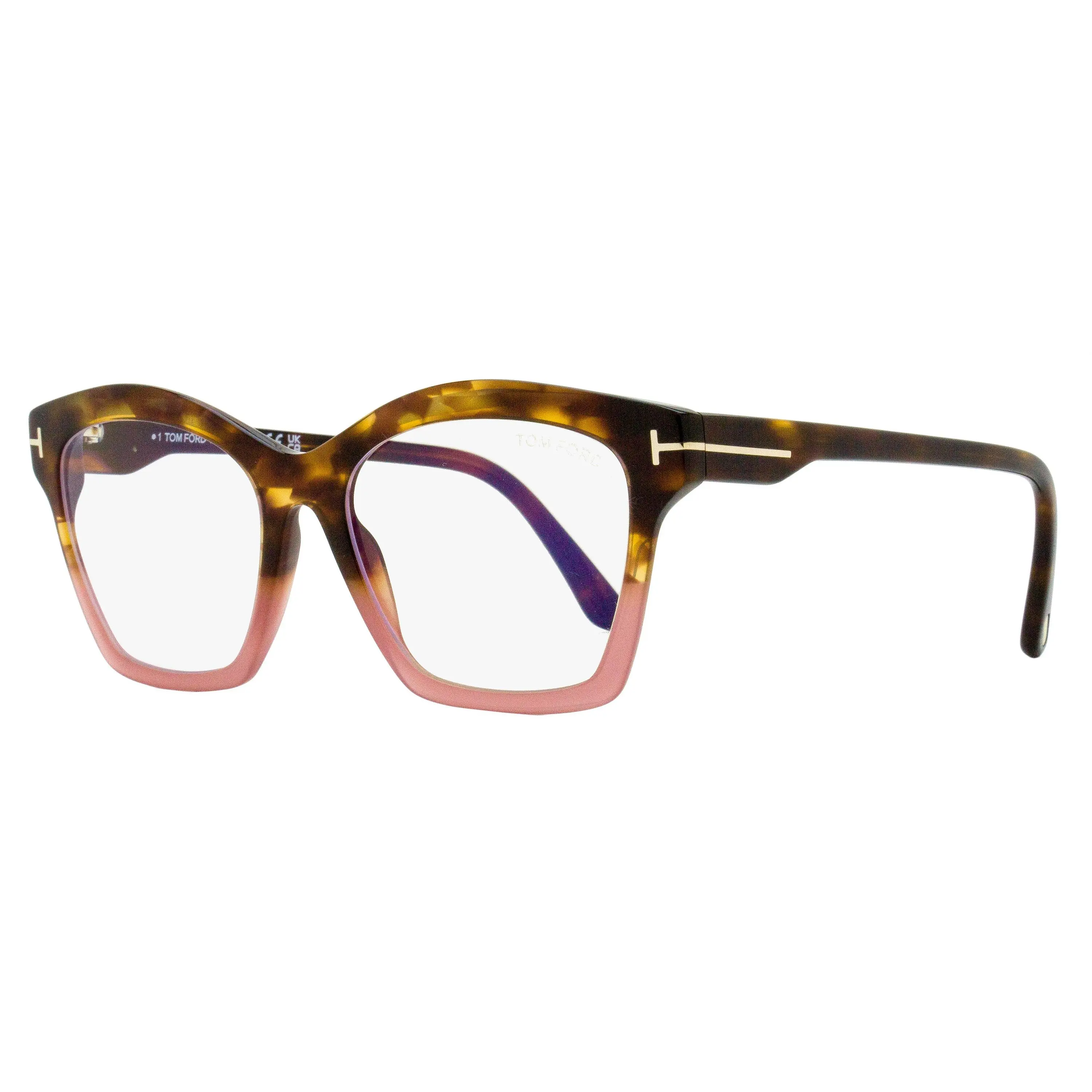 Tom Ford Square Lens Eyeglasses TF5965B - 055 Havana/Pink, 53mm, Fashion Accessory Eyewear, Classic Fashion Glasses, Butterfly Statement Frame Glasses, Digital Use, Dual-Color Non-Prescription Glasses