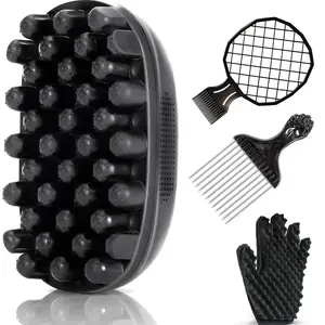 4PCS Twist Curl Styling Kit for Men, Afro Curl Sponge Set with Hair Pick, Curl Comb & Textured Styling Glove for Defined Coils, Waves & Natural Short Hair Texture Control