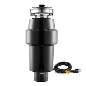Food Waste Garbage Disposal Unit With 1 HP 3700 RPM DC Motor, Continuous Feed In-Sink Garbage Disposer, 3-Bolt Mount Grinding System, Splash Guard, Power Cord, Easy Installation For Kitchens