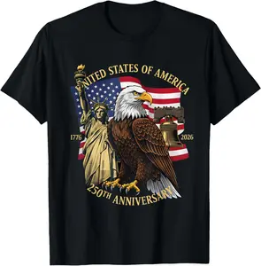 250 Years 1776-2026 250th Birthday Eagle Liberty Bell T-Shirt
