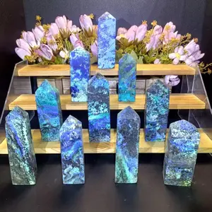 1 Pc Natural High Quality Azurite Point  Spiritual Gemstones Crystal Healing Tower for Home/office Decor