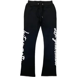Waimea Men's Lost Generation Stacked Black and White Sweatpants Streetwear Flare Joggers