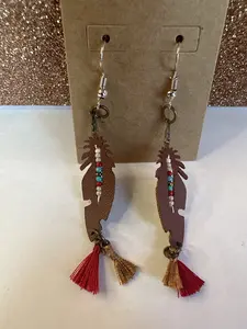 Leather feather earrings
