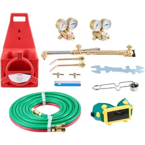 VEVOR Oxygen Acetylene Torch Kit, Gas Welding Torch Kit, 14PCS Portable Oxy Acetylene Brazing Set with 177'' Twin - Hose, 2 Welding Tips, Torch, 2 Regulators, Cylinder Holder (without Cylinder)VEVOR Super Brand Day