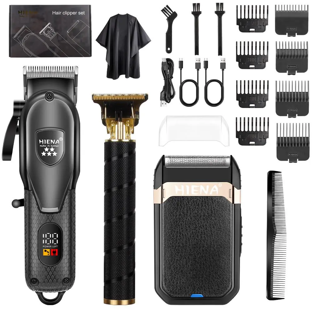 Men's Electric Hair clipper Set with Razor, Cordless Hair Cutting, Hair Trimmer Kit, USB Charging, LED Display, 7000 Rpm, Home Grooming and Salon, Men's Gift, Rechargeable Body Trimmer
