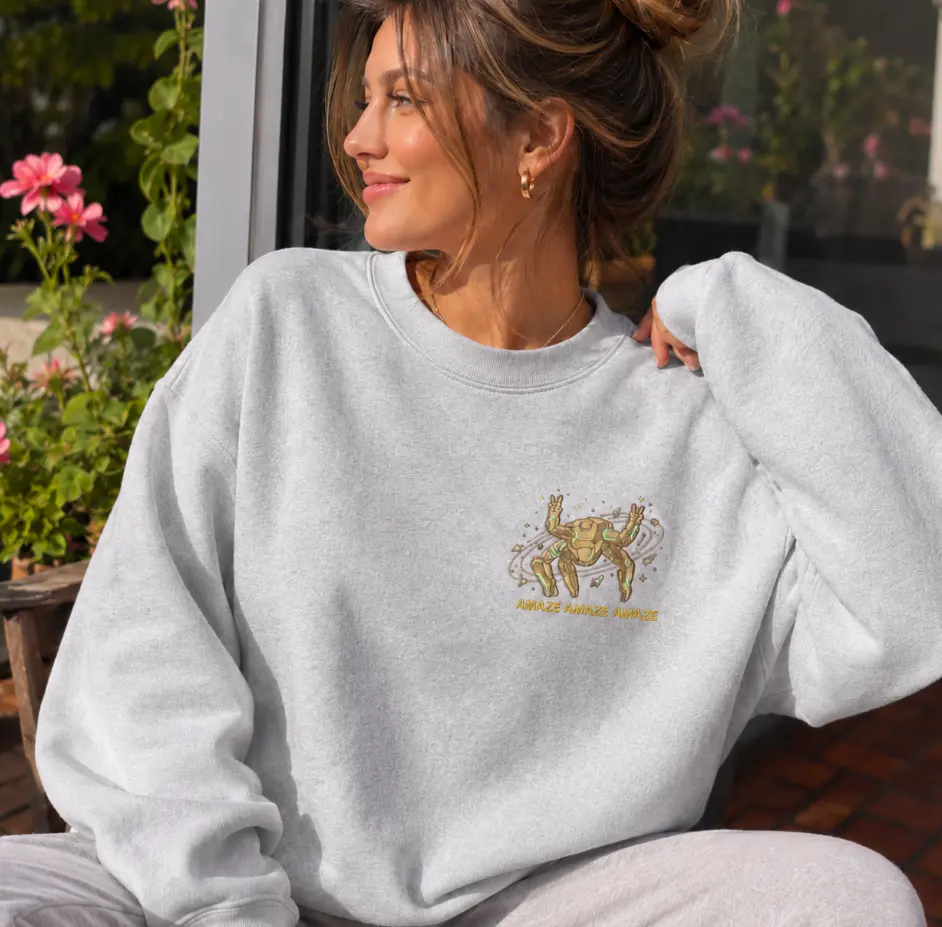#Rockyy Alien Space Embroidered Sweatshirt, Unisex Women Men's Shirt, Funny Sci-Fi Graphic, Cosmic Adventure Design, Space Lover Gift