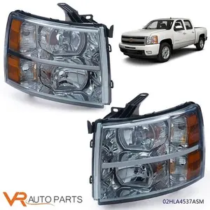 Smoked Headlight Pair with Amber Lens, ISO Certified, Made of OEM Materials, Fit for 2007-2014 Chevrolet Silverado