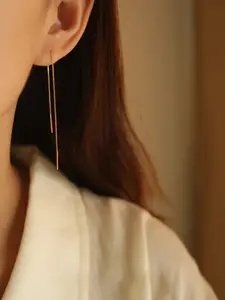 Women’s Elegant Long Chain Earrings Set, Copper Material, Plain Design, All-Season Jewelry Accessory, Perfect Gift Choice