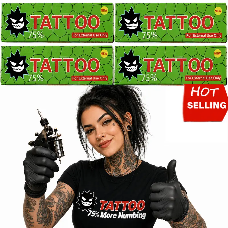 Green 10ml 75% Strength Unscented Lightweight Tattoo Aftercare Cream (4PCS, Strip Packaging) - Soothing Balms & Creams, Painless Supplies, Relaxing Comfort, Smooth Texture for All Skins, Tattoo Supplies