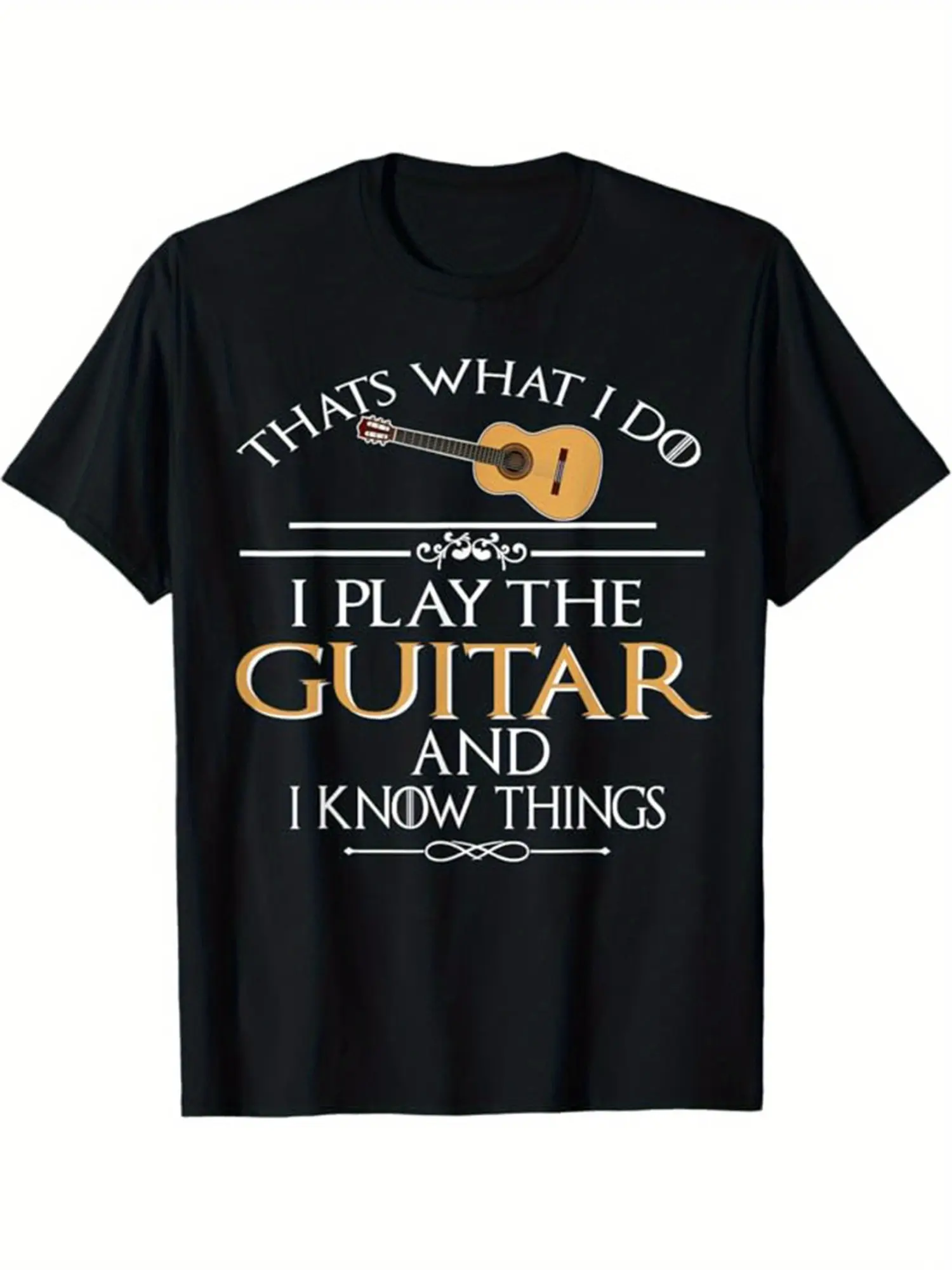 Men's Short-Sleeve Vintage Acoustic Guitar Graphic T-Shirt, Casual Classic Funny Music Lover Top