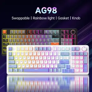 FURYCUBE x ZIFRIEND AG98 Mechanical Gaming Keyboard - Gasket Mount, 98 Keys with Num Pad, Hot-Swappable Blue/Red Switches, RGB Backlit, Multi-Function Keys, Wired USB-C for PC Gaming Setup