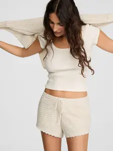 PINK Crochet Micro Sweater Shorts
