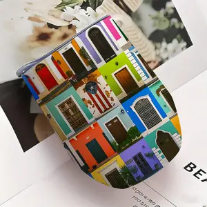 1 Puerto Rico Themed Insulated Water Bottle, Available in Turquoise Blue, Pink, Yellow, Green, Brown, Black, White, Purple, Gold, Gray, Beige, Brown with Spanish Door and Balcony Design - Leak-Proof Travel Cup Suitable for Gym, Office, Cultural Gift for P