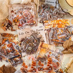30pcs Autumn Life Series Pet Stickers Pack, DIY Decoration for Scrapbooking & Journals, Perfect for Seasonal Themed Crafts, Scrapbook Page