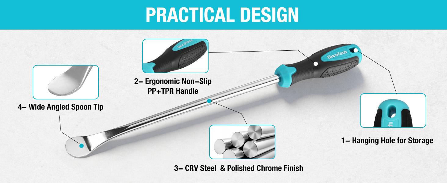 #backtoschool DURATECH 14.5" Steel Tire Spoons Tool Set, 24-Piece Tire Bar Removal Set with Rim Protectors, Valve Core Tools and Storage Bag, Tire Changing Iron Tool Kit for Motorcycle, Bicycle, ATV and Lawn Mower