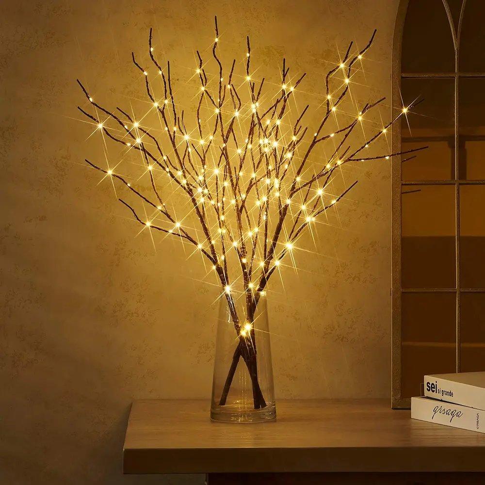 2pcs Artificial Tree Branch LED Lights | Home Decorative, Atmosphere Bedside Lamps, Suitable for Christmas, Halloween, Thanksgiving, Hanukkah, Weddings, Valentine'S Day, Halloween/Christmas Decor