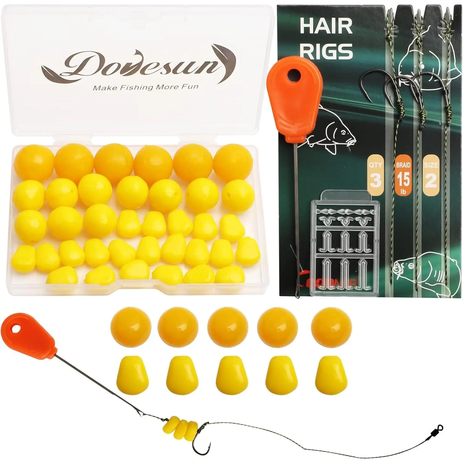 Carp Fishing Hair Rigs Complete Tackle Kit, 41PCS/151PCS Tackle with Baits, Essential Angling Equipment Accessories for Summer Fishing