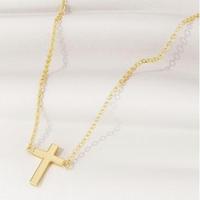 Gold Vertical Cross Necklace