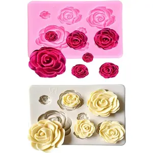 2PCS Rose Flower Silicone Molds for Cake Chocolate Fondant Sugarcraft Wedding Cake Decorating Baking Tools