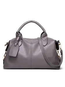 Soft PU Boston Bag, Large Capacity, Casual Style, All-Season Satchel, Detachable Strap, Versatile Shoulder & Crossbody Bag for Women