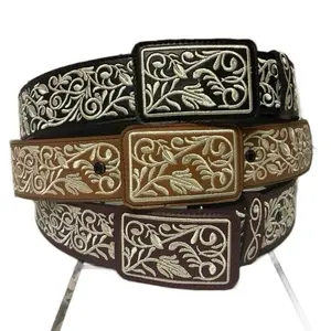Cinto estilo bordado de cuero, unisex y en diferentes colores(tinto,negro y cafe)
