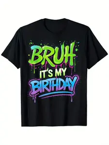 [Funny Birthday Gamer Tee] Funny Birthday Boy Teen Gamer Meme T-Shirt| Bruh It's My Birthday| Breathable, Comfortable, Casual Crew Neck Short Sleeve Tee| Best Gift for Boys & Girls| Streetwear Fashion Summer Top